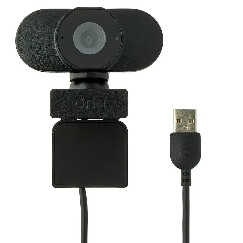 onn 1440P Webcam with Autofocus and Built-in Microphone, Adjustable,Black